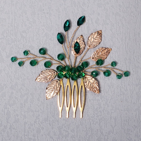 Elegant Green and Gold Hair Accessory main image 2